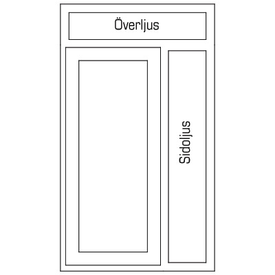 helglasad altandörr med överljus och sidoljus