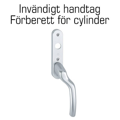 invändigt handtag förberett för cylinder