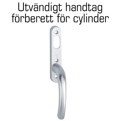 utvändigt handtag förberett för cylinder