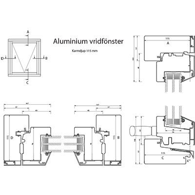 skiss aluminium vridfönster